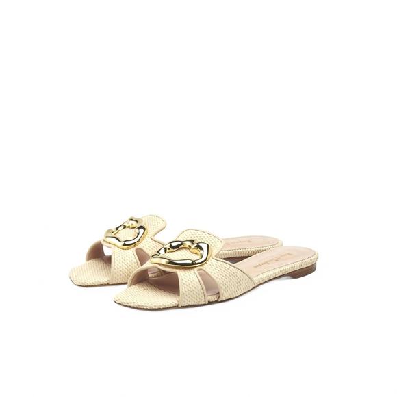 NEW RUPERT SANDERSON women's alvara natural raffia slide in alvara raffia natura